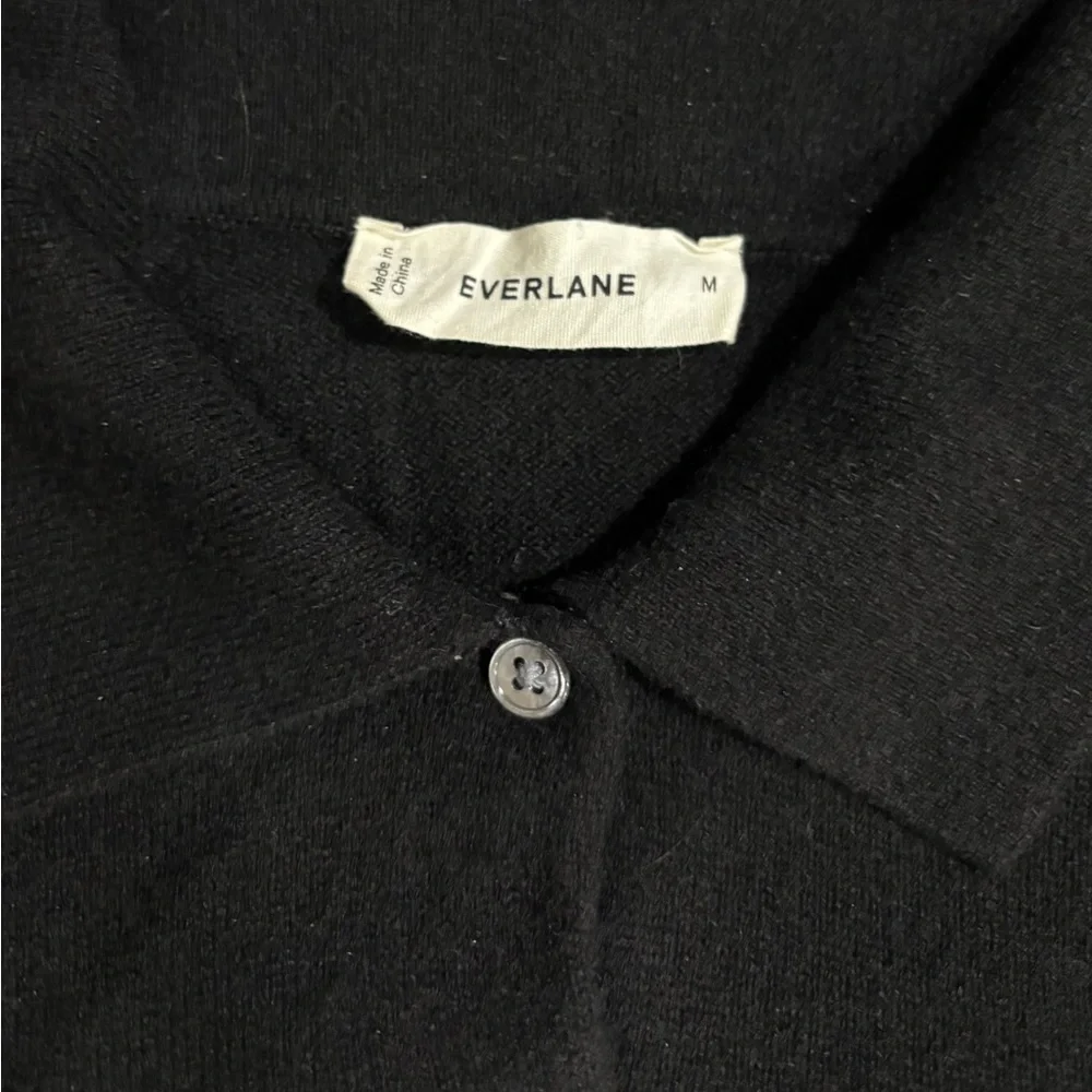 Everlane Women’s Cashmere Black Polo Sweater size M - Picture 2 of 6